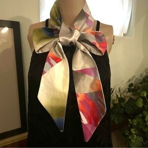OOAK Silk Satin Scarf Sash Hand Painted